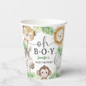Oh Boy Jungle Baby Shower Safari Animals  Pappbecher (Rückseite)