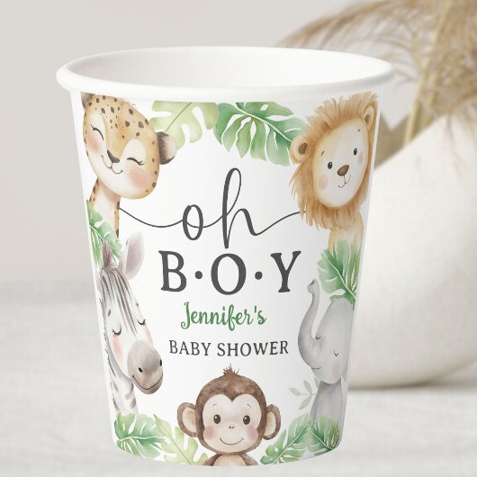 Oh Boy Jungle Baby Shower Safari Animals  Pappbecher