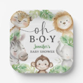 Oh Boy Jungle Baby Shower Safari Animals  Pappteller (Vorderseite)