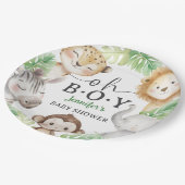 Oh Boy Jungle Baby Shower Safari Animals  Pappteller (Schrägansicht)