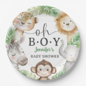 Oh Boy Jungle Baby Shower Safari Animals  Pappteller (Vorderseite)