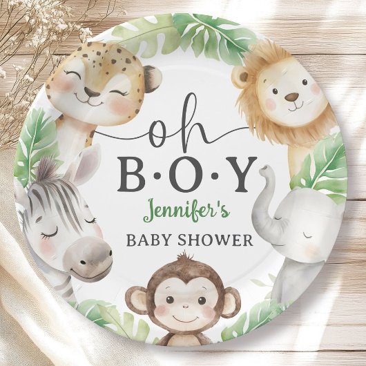 Oh Boy Jungle Baby Shower Safari Animals  Pappteller