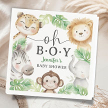 Oh Boy Jungle Baby Shower Safari-Tiere Papier