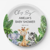 Oh Boy Jungle Safari Baby Dusche Tropical Paper Pl Pappteller (Vorderseite)