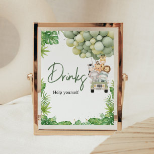 Oh Boy Jungle Safari Baby Shower Getränke Schild