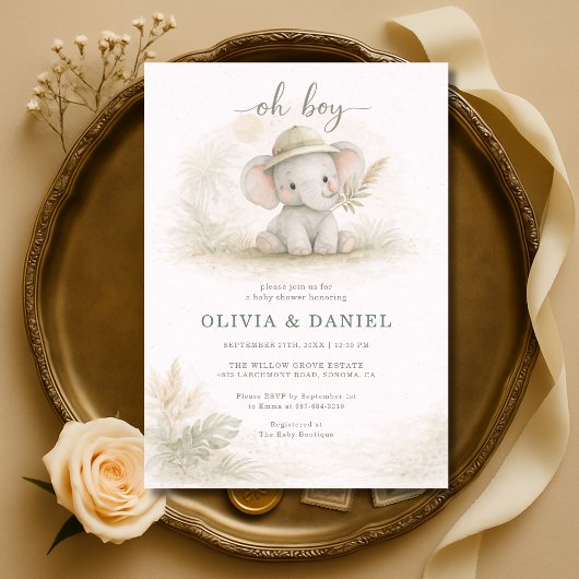 Oh Boy Jungle Safari Couples Baby Shower Einladung