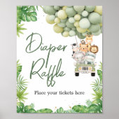 Oh Boy Jungle Safari Shower Diaper Raffle Sign Poster (Vorne)