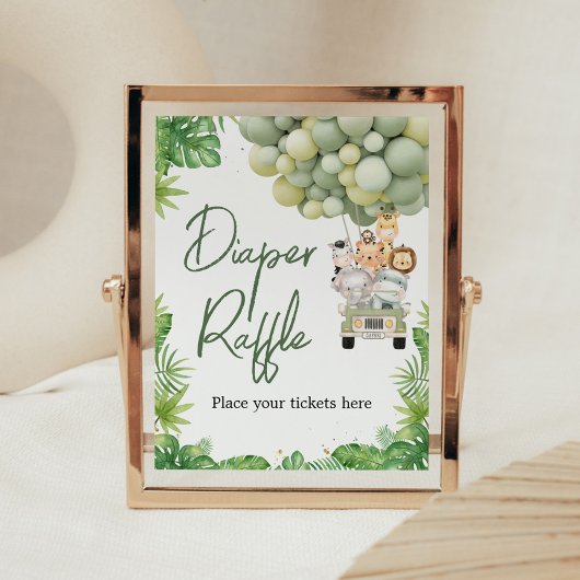 Oh Boy Jungle Safari Shower Diaper Raffle Sign Poster