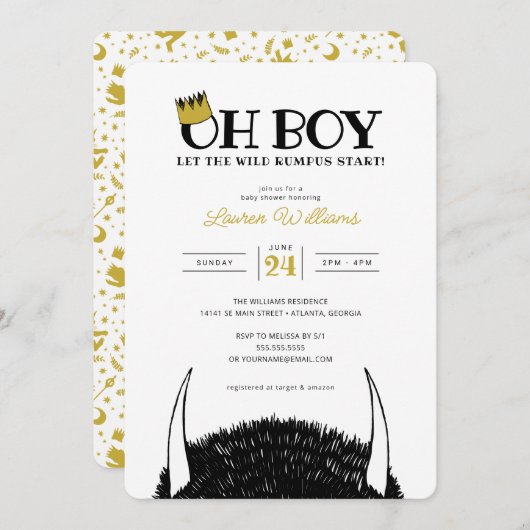 Oh Boy | Lass der Wild Rumpus Start Baby Shower Einladung (Vorne/Hinten)