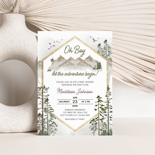 Oh Boy Let the Adventure Begin Baby Shower Einladung