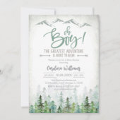 Oh Boy Let's Adventure Begin Forest Baby Shower Einladung (Vorderseite)