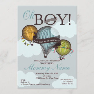 Oh Boy Lil Man Hot Air Ballon Dusche Einladung