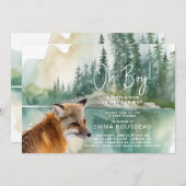Oh Boy Little Fox Baby Shower Einladung (Vorne/Hinten)