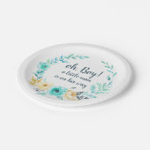 oh Boy Little Man Baby Dusche Blue Gray Gold Arrow Pappteller (Schrägansicht)