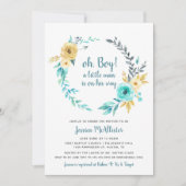 oh Boy Little Man Baby Dusche dunkelgrau Einladung (Vorderseite)