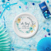 oh Boy Little Man Baby Shower Blue Gray Wreath Pappteller (Party)