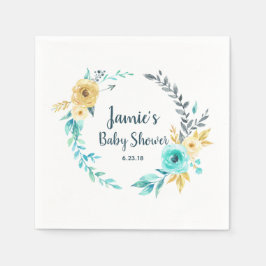 Oh Boy Little Man Baby Shower Boy Blue Aquamarin G Serviette