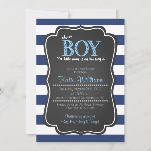 Oh Boy Little Man Baby Shower Einladung (Vorderseite)