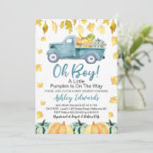 Oh Boy Little Pumpkin Truck Baby Dusche Einladung (Stehend Vorderseite)