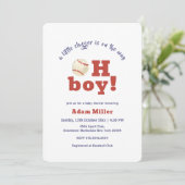 Oh Boy Little Slugger Baseball Sport Baby Shower Einladung (Stehend Vorderseite)