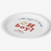 Oh Boy Little Slugger Baseball Sport Baby Shower  Pappteller (Schrägansicht)