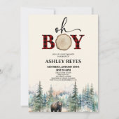 Oh Boy Lumberjack Wald Bear Baby Dusche Einladung (Vorderseite)