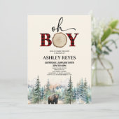 Oh Boy Lumberjack Wald Bear Baby Dusche Einladung (Stehend Vorderseite)