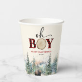 Oh Boy Lumberjack Wald Bear Baby Dusche Pappbecher (Rückseite)
