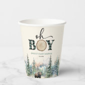 Oh Boy Lumberjack Wald Bear Baby Dusche Pappbecher (Vorderseite)