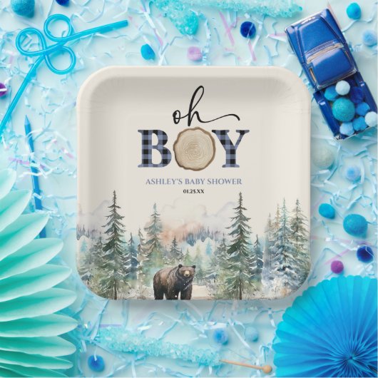 Oh Boy Lumberjack Wald Bear Baby Dusche Pappteller (Party)