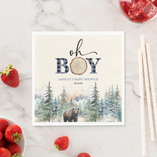 Oh Boy Lumberjack Wald Bear Baby Dusche Serviette (Beispiel)