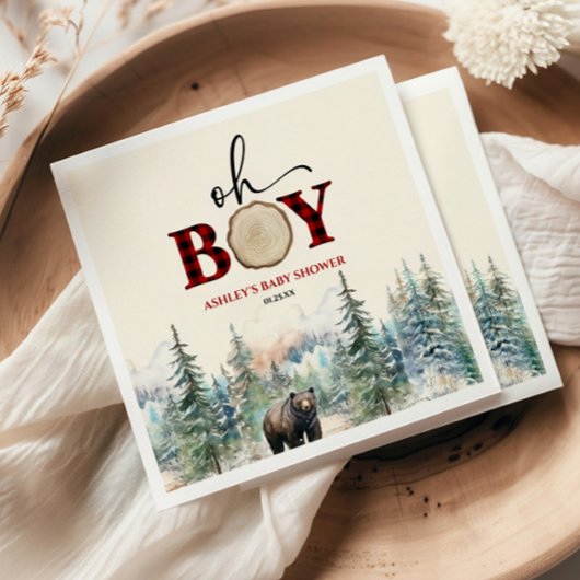 Oh Boy Lumberjack Wald Bear Baby Dusche Serviette