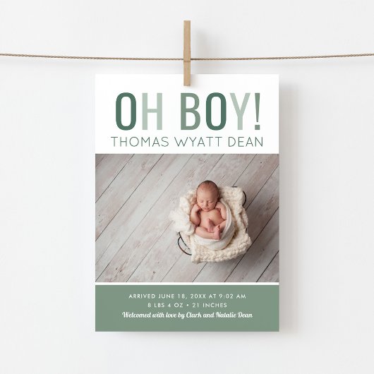 Oh Boy Magnetic Foto Geburtsankündigung Magnetkarte