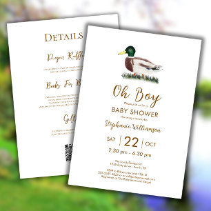 Oh Boy Mallard Enten Baby Shower QR Code Einladung
