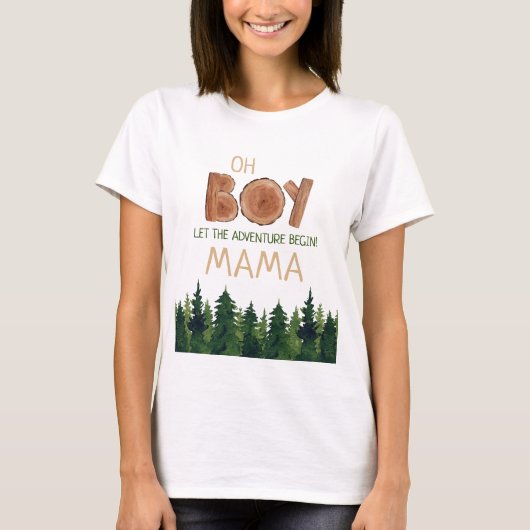 Oh Boy Mama Woodland Baby Dusche T-Shirt (Vorderseite)
