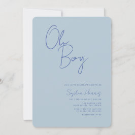 Oh Boy Minimalistisch Blue Baby Dusche Einladung