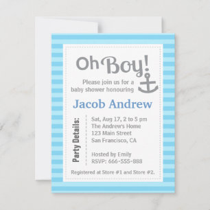 Oh Boy, Modern, Anchor, Baby Shower Einladung
