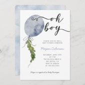 Oh Boy Modern Blue Balloon Baby Dusche Einladung (Vorne/Hinten)