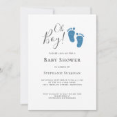 Oh Boy Modern Foto Blue Baby Dusche Einladung (Vorderseite)