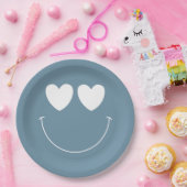 Oh Boy! Modern Groovy Happy Face Baby Shower Pappteller (Party)