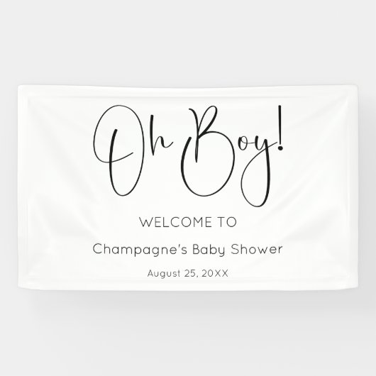 Oh Boy Modern Script Baby Dusche Banner (Horizontal)
