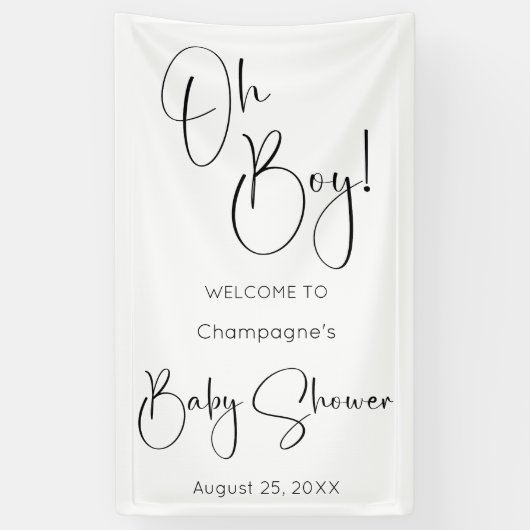 Oh Boy Modern Script Baby Dusche Banner (Vertikal)