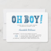 Oh Boy | Moderne Baby-Dusche Einladung (Vorderseite)