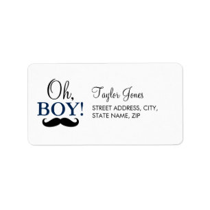 Oh Boy Mustache Baby Dusche Adressenaufkleber Adressaufkleber