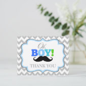 Oh Boy Mustache Baby Dusche Danke Postcard Postkarte (Stehend Vorderseite)