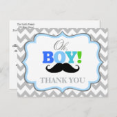 Oh Boy Mustache Baby Dusche Danke Postcard Postkarte (Vorne/Hinten)