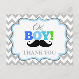 Oh Boy Mustache Baby Dusche Danke Postcard Postkarte