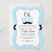 Oh Boy Mustache Baby Dusche einladen / Blau & Schw Einladung (Vorderseite)