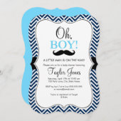 Oh Boy Mustache Baby Dusche einladen / Blue & Navy Einladung (Vorne/Hinten)