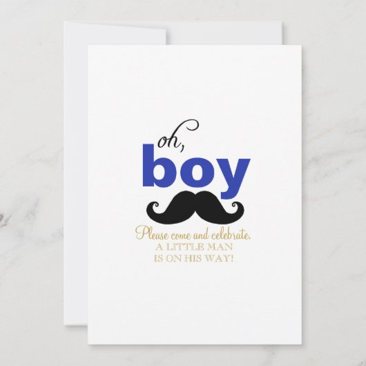 Oh Boy Mustache Baby Shower Einladung (Rückseite)